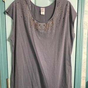 Short Sleeve Scoop Neck Tee w/embellishments 310